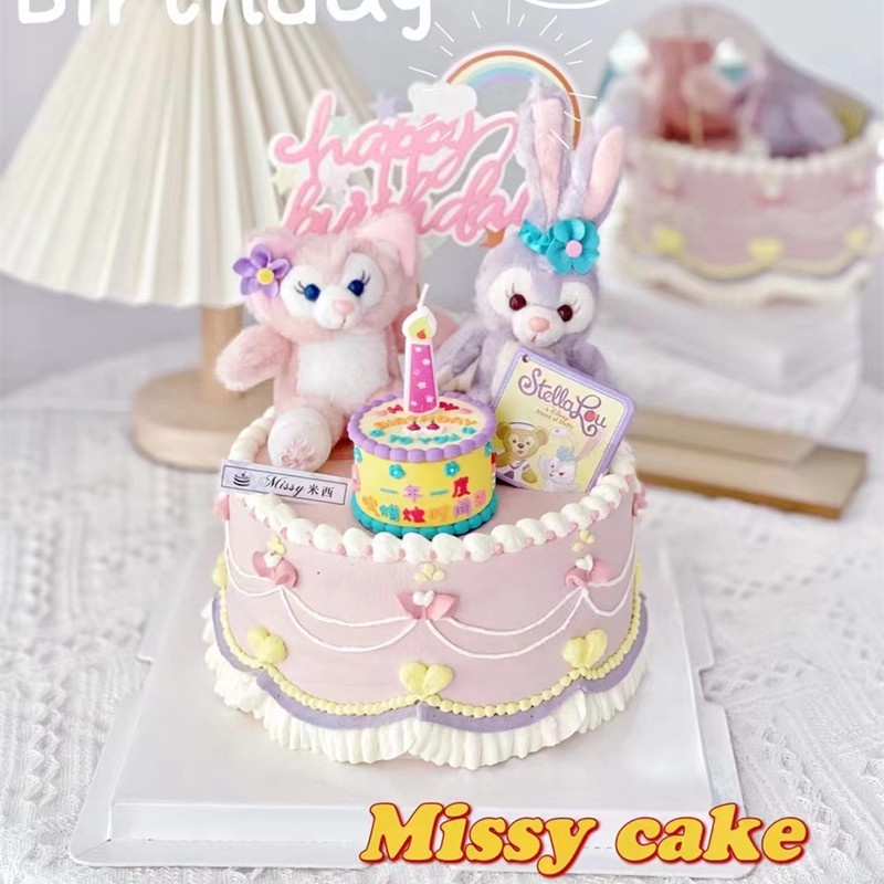 現貨 蛋糕插牌 蛋糕插件 蛋糕裝飾 兒童 蛋糕裝飾 擺件 玲娜貝爾星黛露小兔子狐狸公仔玩偶 蛋糕插牌 插件