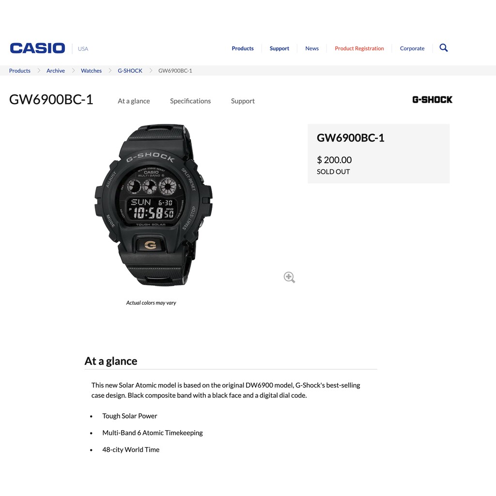 CASIO G-SHOCK GW6900BC-1 絕版電波錶