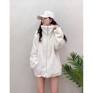 秋冬季最愛毛絨絨連帽外套~ 慵懶風 簡約時尚 寬鬆素面 保暖連帽拉鍊外套 休閒百搭 慵懶風 可愛氣質 柔軟冬天外套