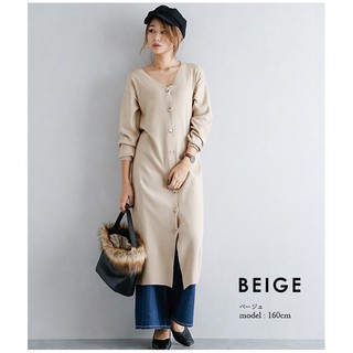 秋季連衣裙女正反兩穿系扣修身長裙針織毛線衣連身裙女裝秋冬針織長開衫外套薄外套 蝦皮購物