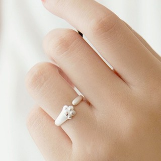 Fashion櫥窗 光面銀戒指 創意貓爪 猫咪戒指 開口調節式 小指尾戒  純銀戒指