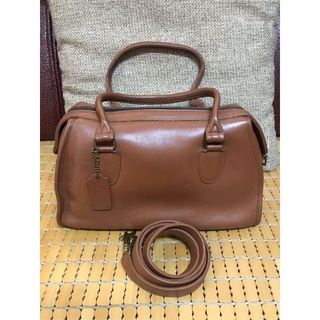119❤️Coach真品正品 美國製 咖啡紅 手提醫生包波士頓 斜揹包厚磅牛皮 拉鍊開口 絕版珍收藏 骨董古董 復古老包