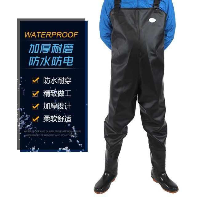 現貨】捕魚褲下褲捕魚褲衣服半身連體男捕電魚防護服皮叉褲全身加厚半身 