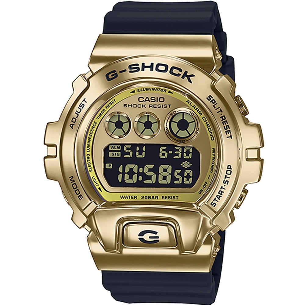 CASIO卡西歐 G-SHOCK 街頭嘻哈金屬錶 GM-6900G-9 黑金