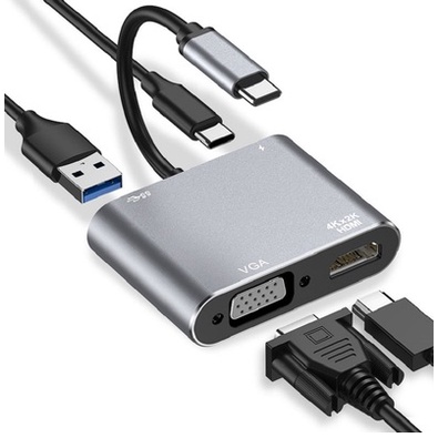 Type-c 轉 HDMI  VGA  USB3.0 Type-c  4 in 1 4K  筆電 手機 轉換器 投影機