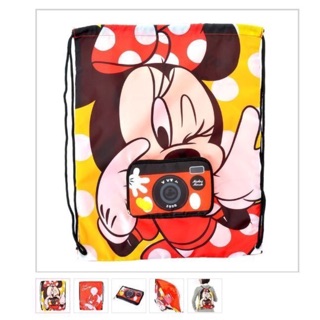 日本Disney 米奇 米妮 折疊後背包 收納袋 束口後背包 相機造型