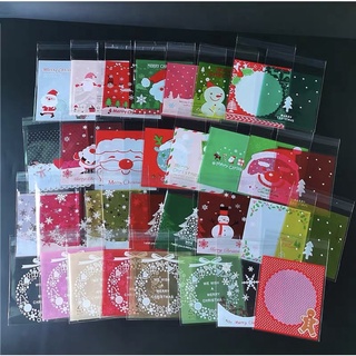 「亞米」🏵聖誕系列🏵包裝袋 自黏袋10*10+3公分(100入/包）（現貨）曲奇餅乾自黏袋 包裝袋雪 Q餅自粘袋