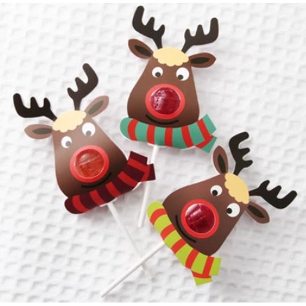 聖誕麋鹿 棒棒糖裝飾卡片 (6.5*9cm) 棒棒糖 紙卡 卡片【C53】