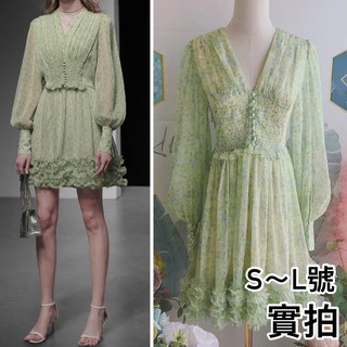 小毛兒~預訂實拍復古宮廷碎印花鏤空蕾絲刺繡桔梗花朵公主喇叭澎澎泡泡袖法式正韓國貨大尺碼小禮服荷葉邊蛋糕長版百折摺裙子洋裝