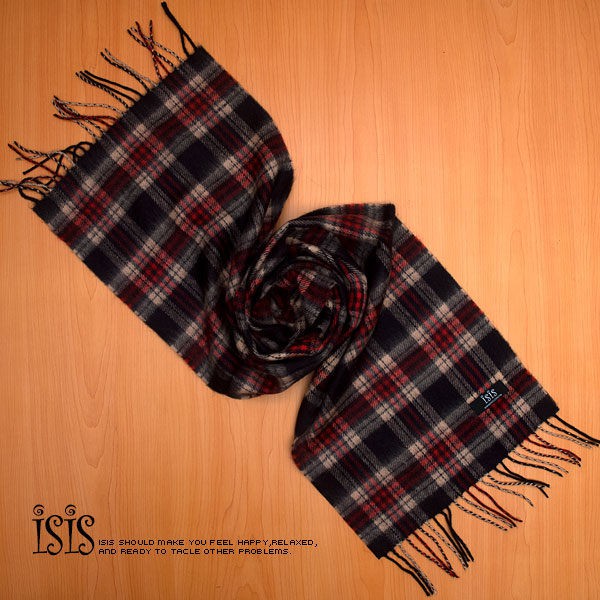 KURO-SHOP秋冬新品 韓國進口 黑、紅、卡三色格紋 彷羊毛觸感圍巾