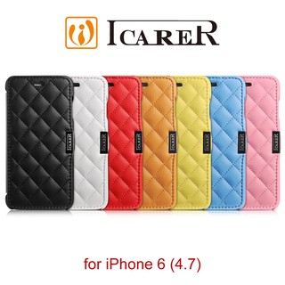 ICARER 超纖格紋 iPhone 6 / 6S 4.7 磁扣側掀 手工皮套
