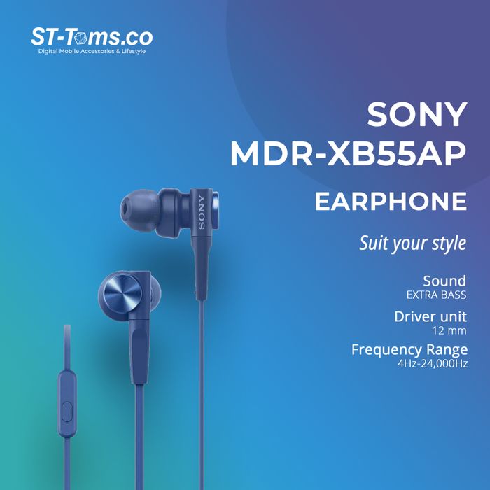 索尼入耳式額外低音耳機 MDR-XB55AP XB 55AP 黑色藍色