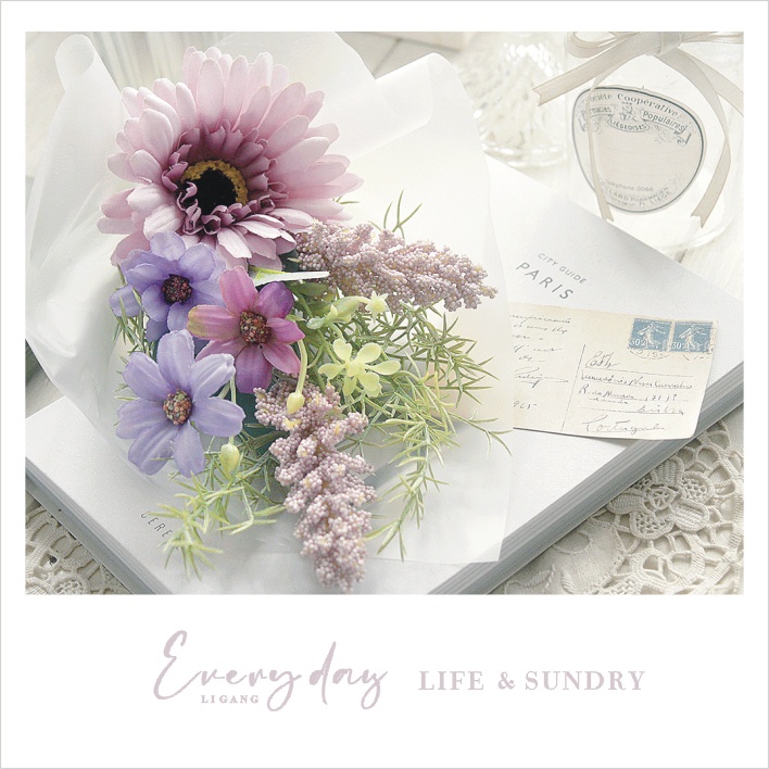 Cathy Zakka House 凱希生活 人造花仿真花擬真花 韓系薰衣草色系非洲菊 波斯菊 花穗 綜合香草小捧花 蝦皮購物