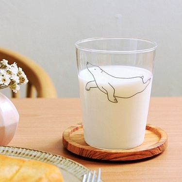 日本漂浮北極熊不倒翁杯GY_耐熱玻璃杯 Loropre 白熊 玻璃杯
