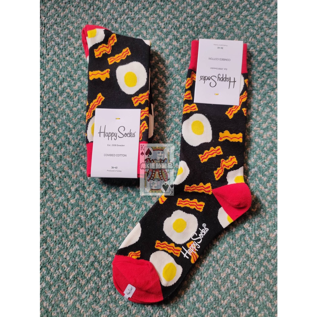 Happy Socks 快樂襪子 Bacon &amp; Eggs 早餐太陽蛋 中長筒襪 男女襪 36-40 潮流長襪