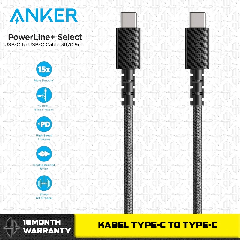 Anker-type-c 至 Type-C 電源線選擇電源傳遞充電電纜 PD 電纜