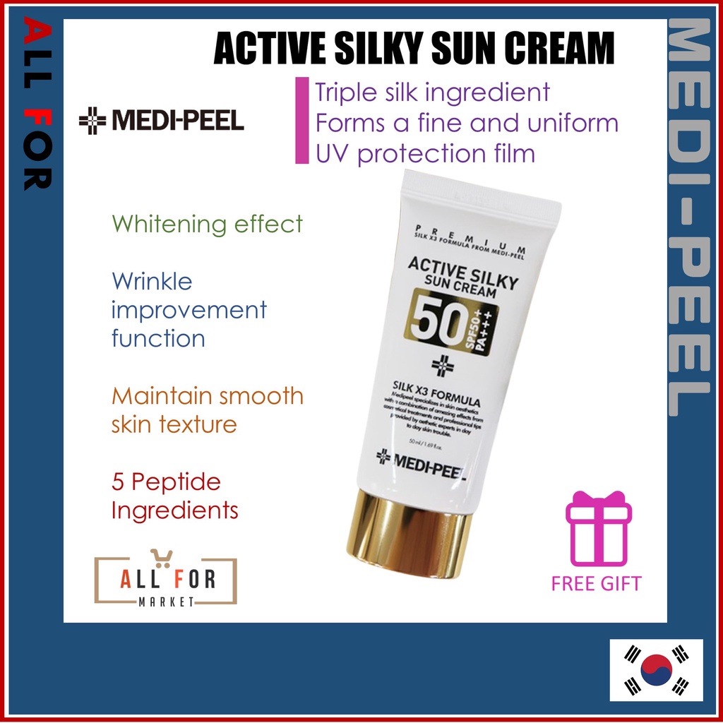 Medi-Peel 活性絲滑防曬霜 50ml.SPF50+,PA++++。防曬霜。防曬霜。美白。來自韓國首爾。免費禮物。