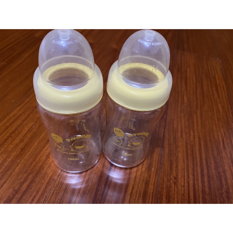 二手黃色小鴨 玻璃寬口180ml 奶瓶 1組2個（不含奶嘴)