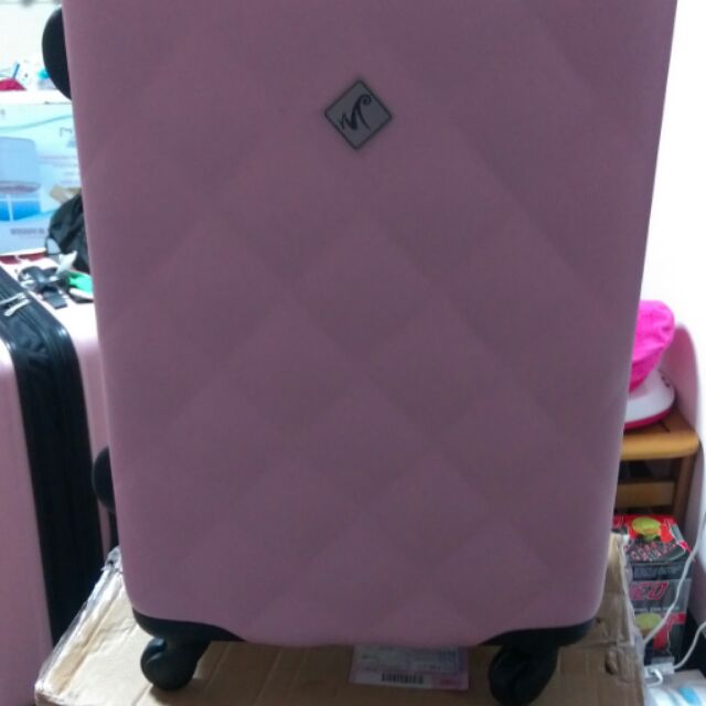 《全新》【Miyoko】時尚菱紋系列24吋ABS輕硬殼行李箱(粉色）
