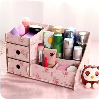 #三抽屜雜物收納 DIY #辦公文具 化妝品 #大號 #山茶花 #木製組合 收納盒 現貨*3 當天出貨