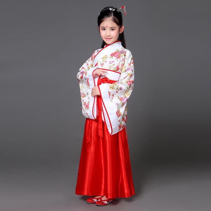 兒童改良漢服女學生古裝長款日常中國風小學生便宜超仙女裙漢服裝齊胸襦裙古風古裝原創漢服cos學生中國風女漢服