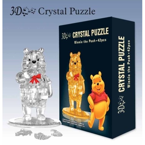 3D crystal puzzle  立體水晶積木/拼圖  - 小熊維尼 -棕色/透明水晶