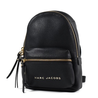 MARC JACOBS 金字荔枝紋拉鍊後背包-黑色/小【美國正品 現貨】