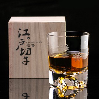 潮尚風酒杯酒器小眾酒杯江戶切子硝子杯雪山杯櫻花富士山杯觀山杯桜花ins風水杯威士忌杯310ml 手工杯 蝦皮購物