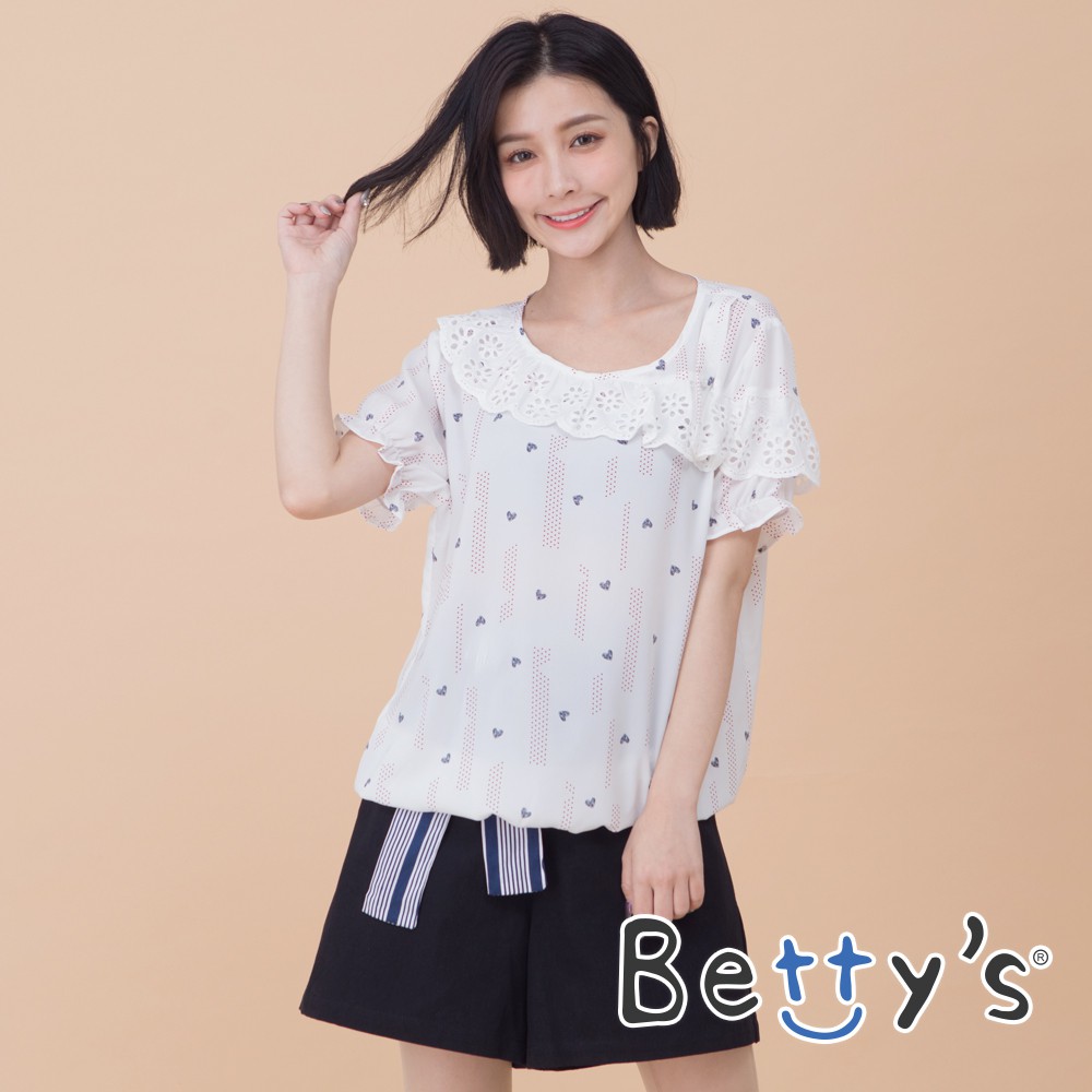 betty’s貝蒂思(01)條紋腰帶拼接短褲 (黑色)