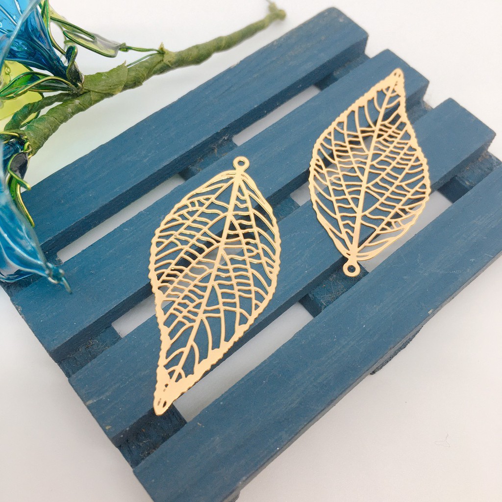 4片40雷雕葉子水晶花五金配件耳環配件手工創作 蝦皮購物