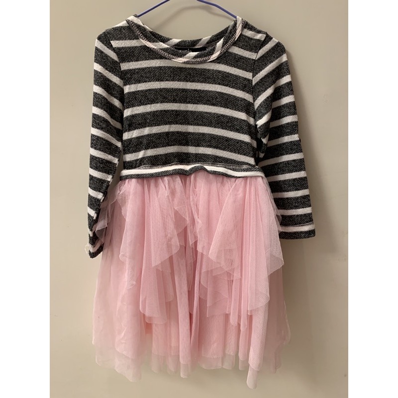 🌟童裝🌟Zunie 女童 條紋拼接粉色紗裙洋裝
