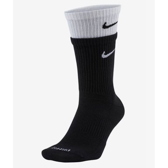 Nike 雙層雙勾拼接中筒襪(黑白)L (DD2795-011)