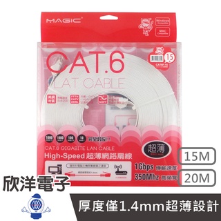 Magic 鴻象 Cat6 High-Speed 超薄網路線 台灣製造 15M 20M RJ45 8P8C