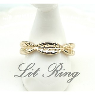 【Lit Ring】金色葉子花圈戒指。個性 質感 橢圓刻面樹葉 花環 花圈 桂冠 森林系 雕刻花紋 戒指 飾品 首飾