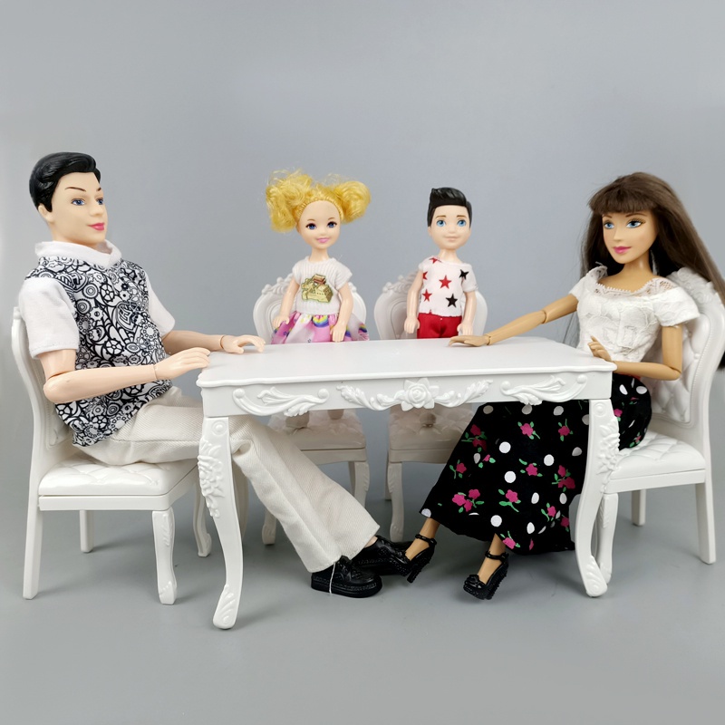 ABS環保6分娃娃廚房傢俱餐桌椅子 電腦辦公桌椅配件 30公分芭比娃娃化妝椅子