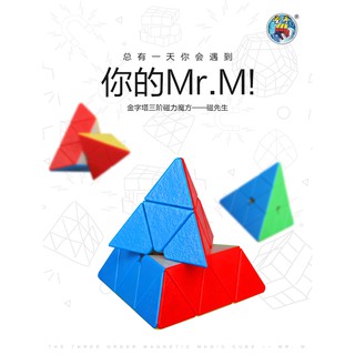 【小小店舖】聖手 磁先生 金字塔 MR M 異形 彩色 波浪紋理 3階 魔術方塊 速解 魔方 無貼紙 MRM