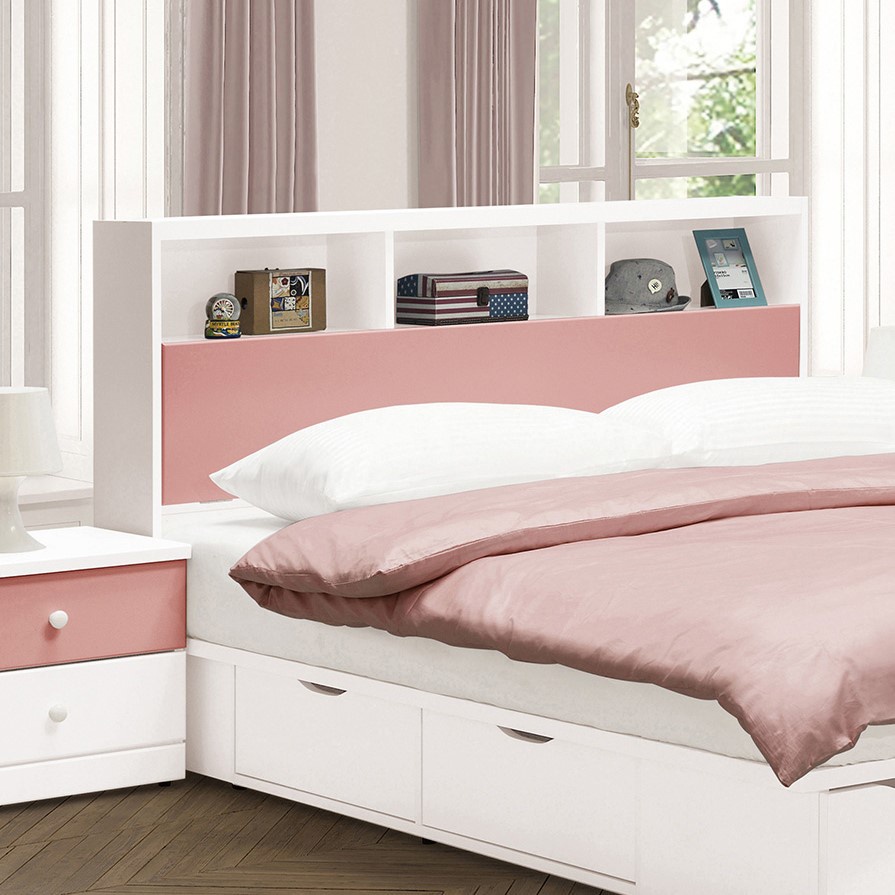 obis 床頭櫃 床架 雲朵粉紅色5尺床頭