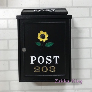 附門牌號碼 太陽花信箱 超取蝦皮限1件 向日葵 鑄鋁信箱 POST 大容量 加強塗裝版 耐候性佳可放4A雜誌郵件 雜貨王