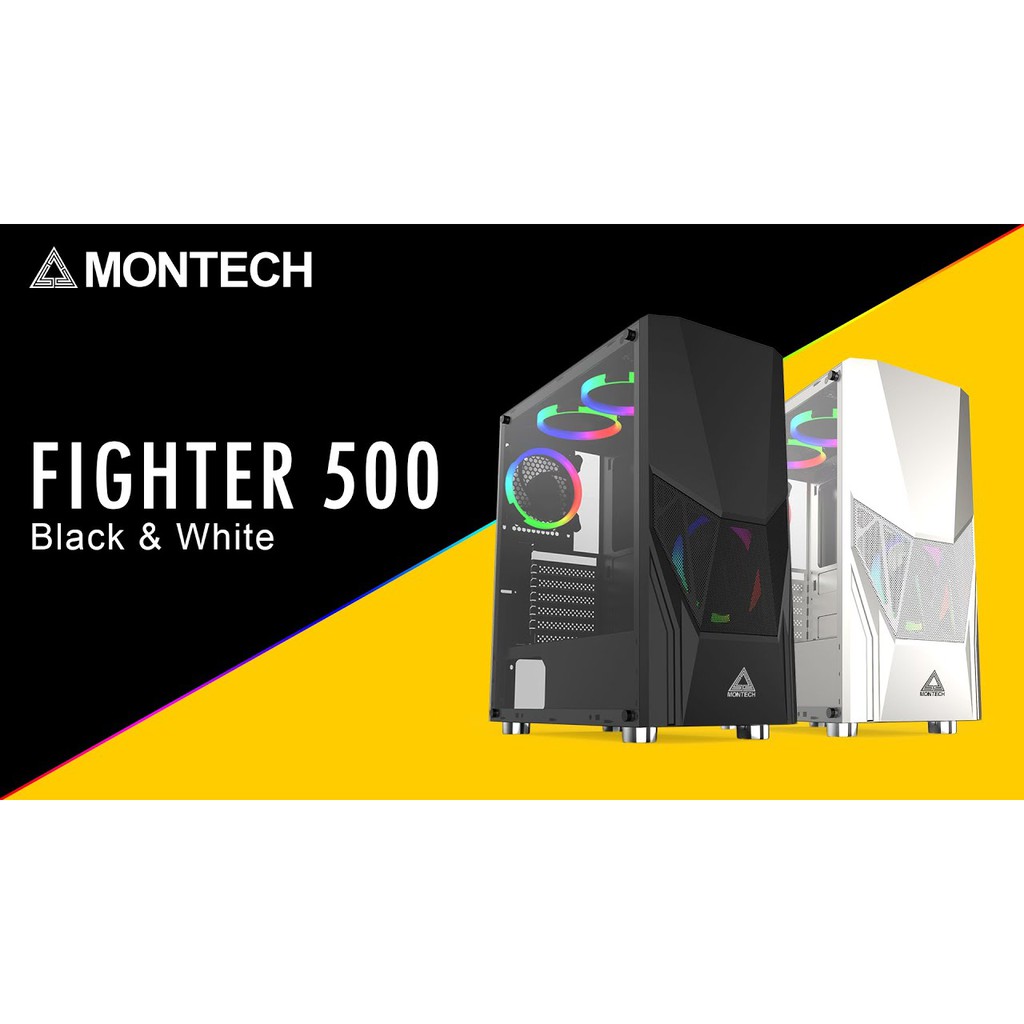 【MONTECH】君主電競 FIGHTER 500 (含4顆RGB風扇) 電腦機殼 黑/白 全景透側板 機箱 MESH