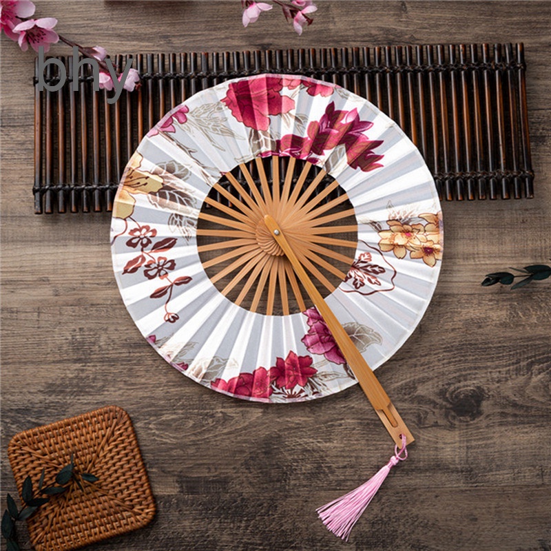 日本櫻花花手扇口袋折疊手圓扇圓形風車扇派對裝飾