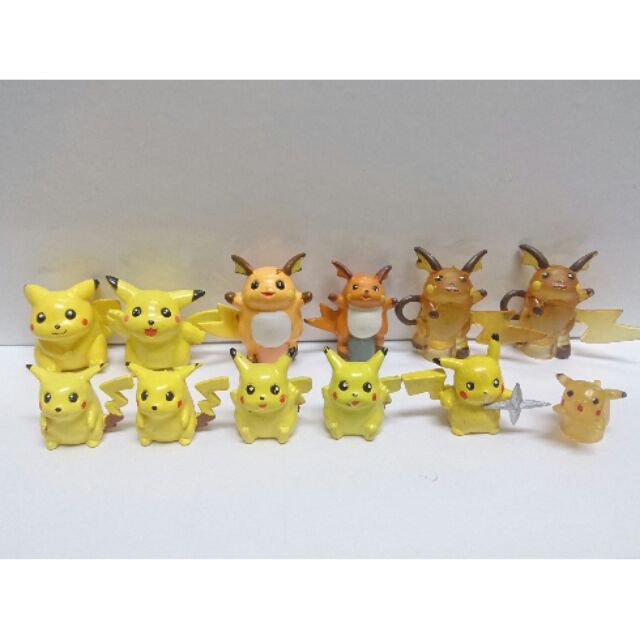 神奇寶貝025 早期地台 皮卡丘Pikachu 雷丘Raichu TOMY 公仔 二手