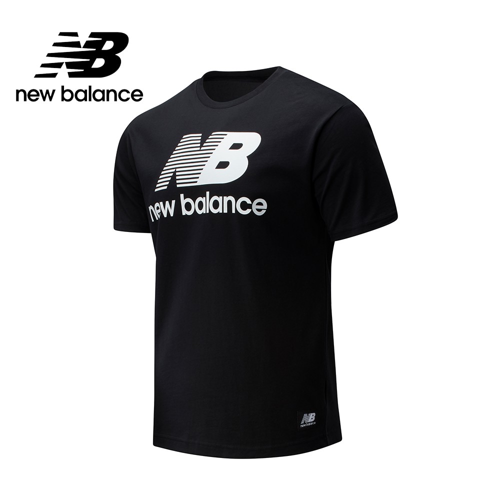 【New Balance】 NB 懷舊系列Logo短袖上衣_男性_黑色_AMT01518BK