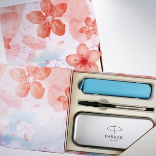 美國 派克 PARKER 新威雅系列鋼筆鋼珠筆禮盒組: 櫻花藍