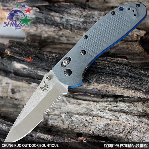 詮國 Benchmade 美國蝴蝶牌 - Griptilian灰G10柄銀刃折刀 /CPM-20V鋼(半齒)551S-1