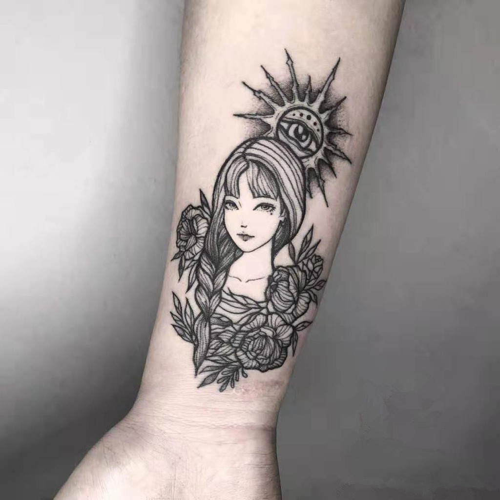紋身貼防水女持久獨家原創歐美風太陽女神 一份兩張 刺青貼 蝦皮購物