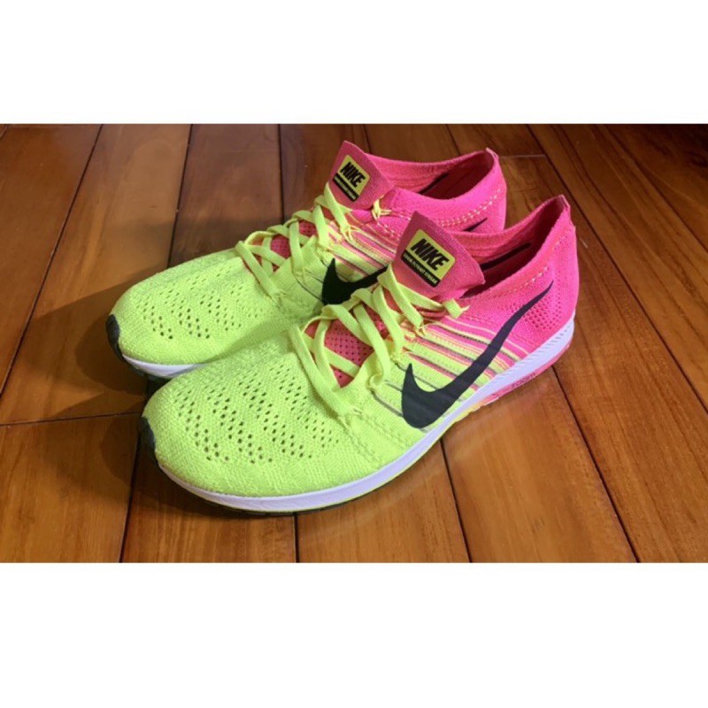 Nike Air Zoom Flyknit Streak 運動鞋 慢跑鞋 螢光粉US10.5（844797-999）