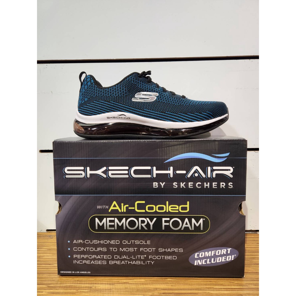 【SKECHERS】Air-Cooled Memory Foam男款氣墊運動鞋 藍色232340WTLBK