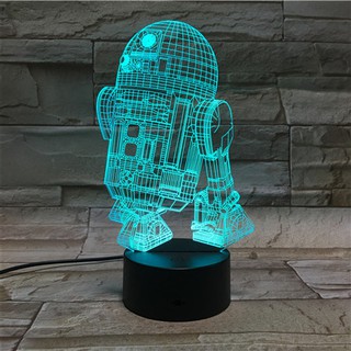 [現貨]機器人 星際大戰R2D2-B 3D視覺立體燈 七彩漸變 觸控開關 Star Wars錯覺燈 小夜燈 趣味創意禮物