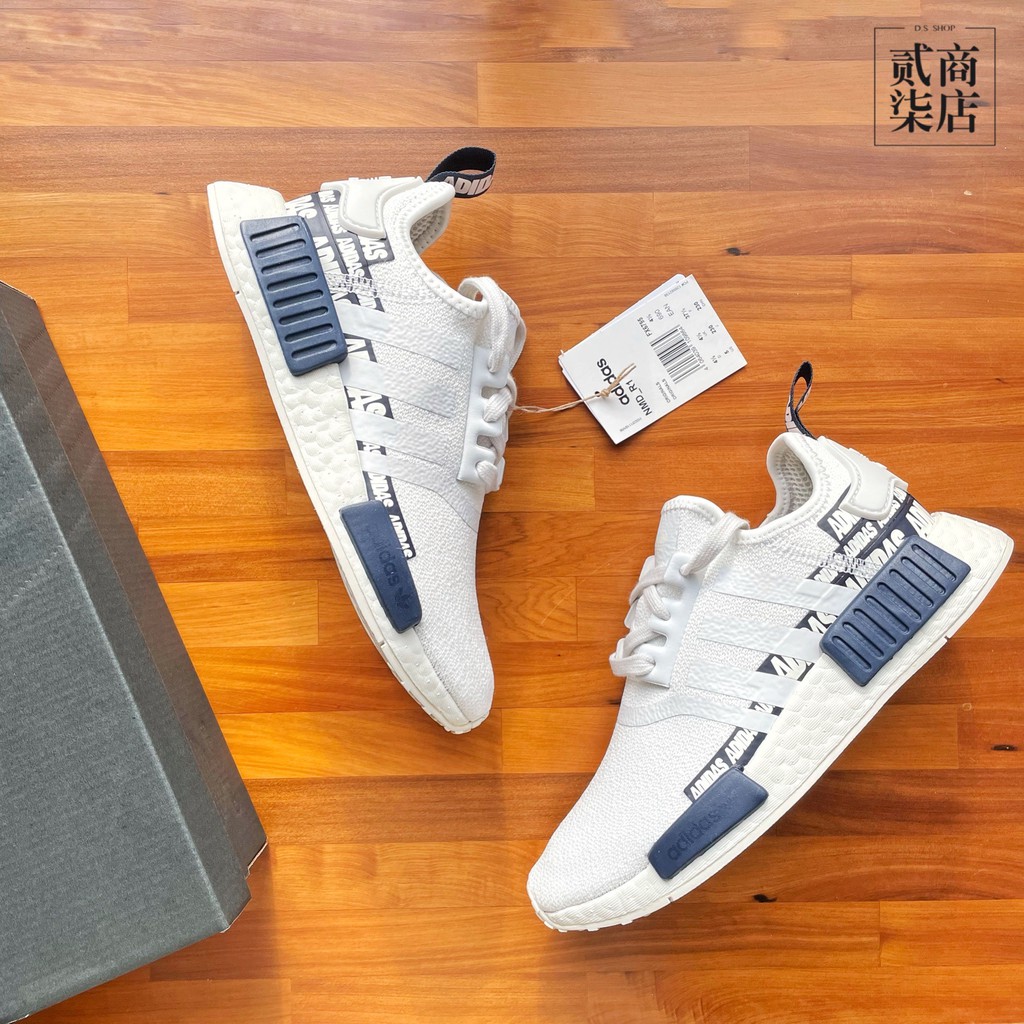 (貳柒商店) adidas Oriinals NMD_R1 男女 白色 白藍 休閒鞋 Boost 串標 FX6795