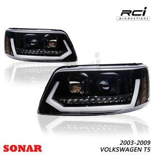 SONAR 全新設計 福斯 VW T5 2003 - 2010 LED DRL 導光日行燈 跑馬方向燈 魚眼大燈組